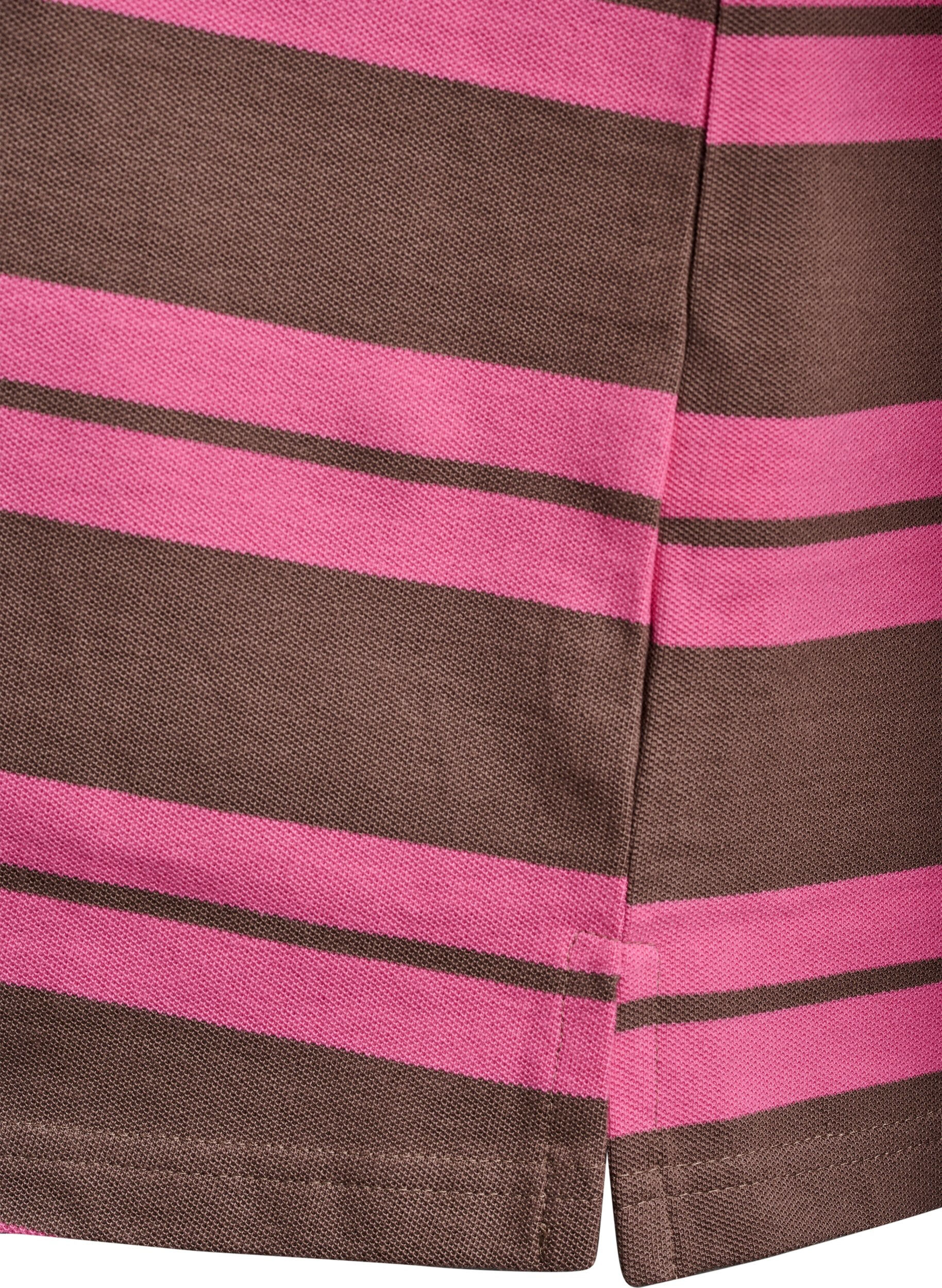 Zizzifashion Striped polo shirt with long sleeves, Pink, Packshot image number 3