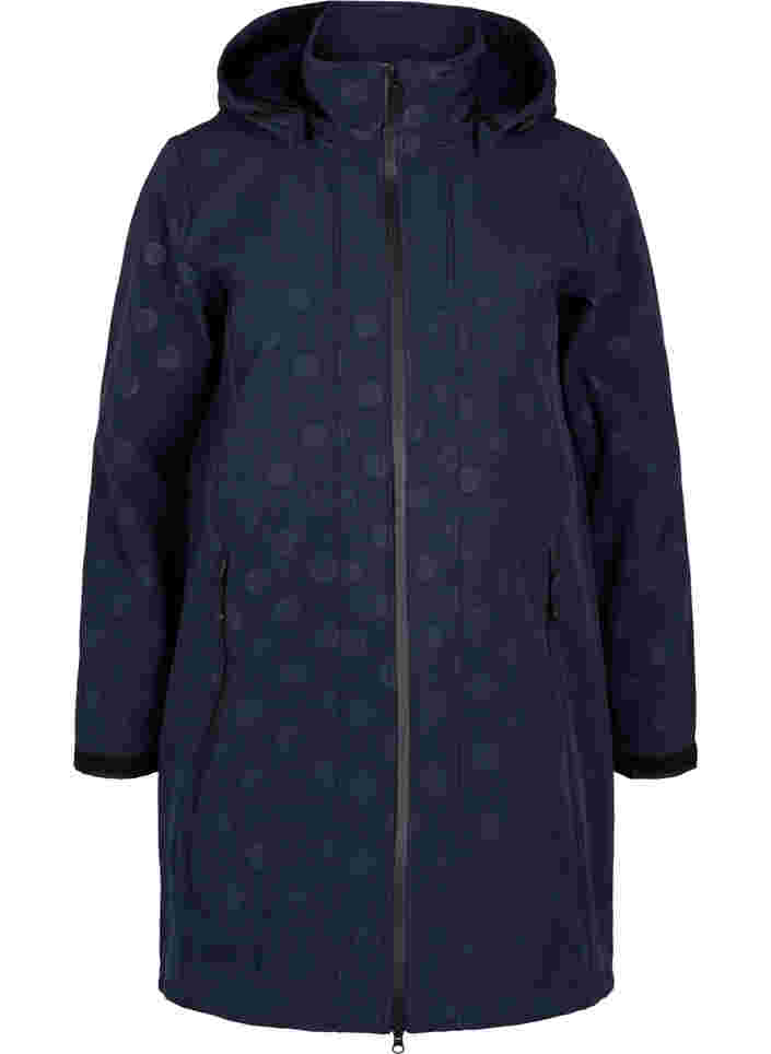 Softshell jacket with a detachable hood, Navy, Packshot image number 0
