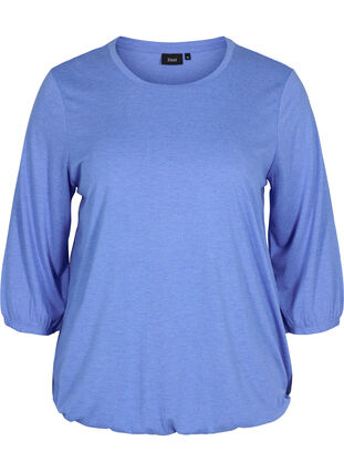 Plain blouse with 3/4 sleeves, Ultramarine Mel, Packshot image number 0