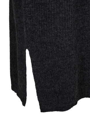 Long oversized knitted dress with slit - Dark Grey - Sz. 40-64 - Zizzifashion Long oversized knitted dress with slit - Dark Grey - Sz. 40-64 - Zizzifashion