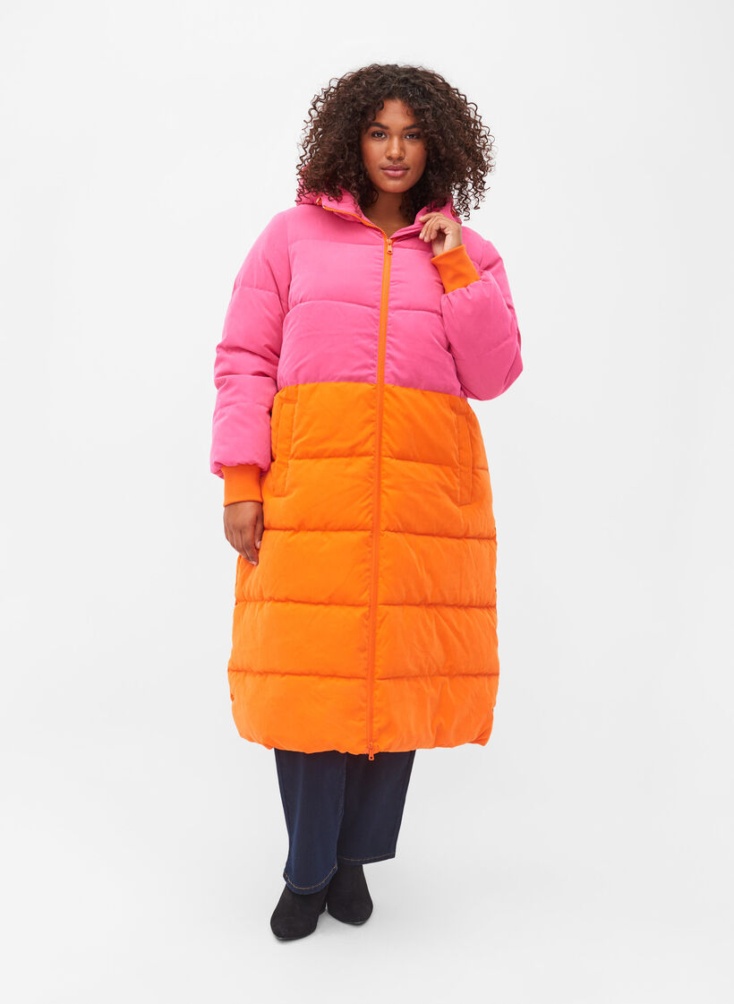 42-60 Sz. Long winter block Zizzifashion - jacket colour - - Pink with
