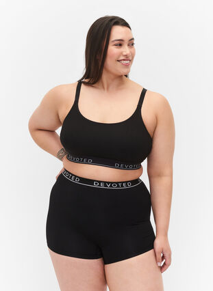 Seamless shorts with text print, Black, Model image number 0