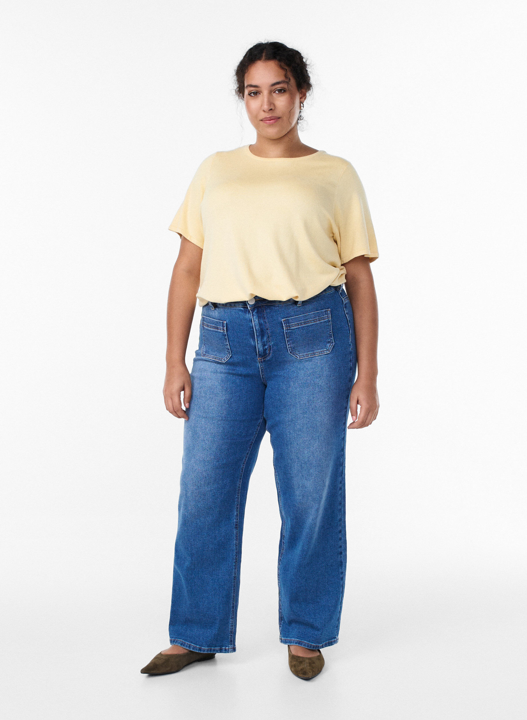 Jeans with front pockets and straight legs, Light Blue, Model