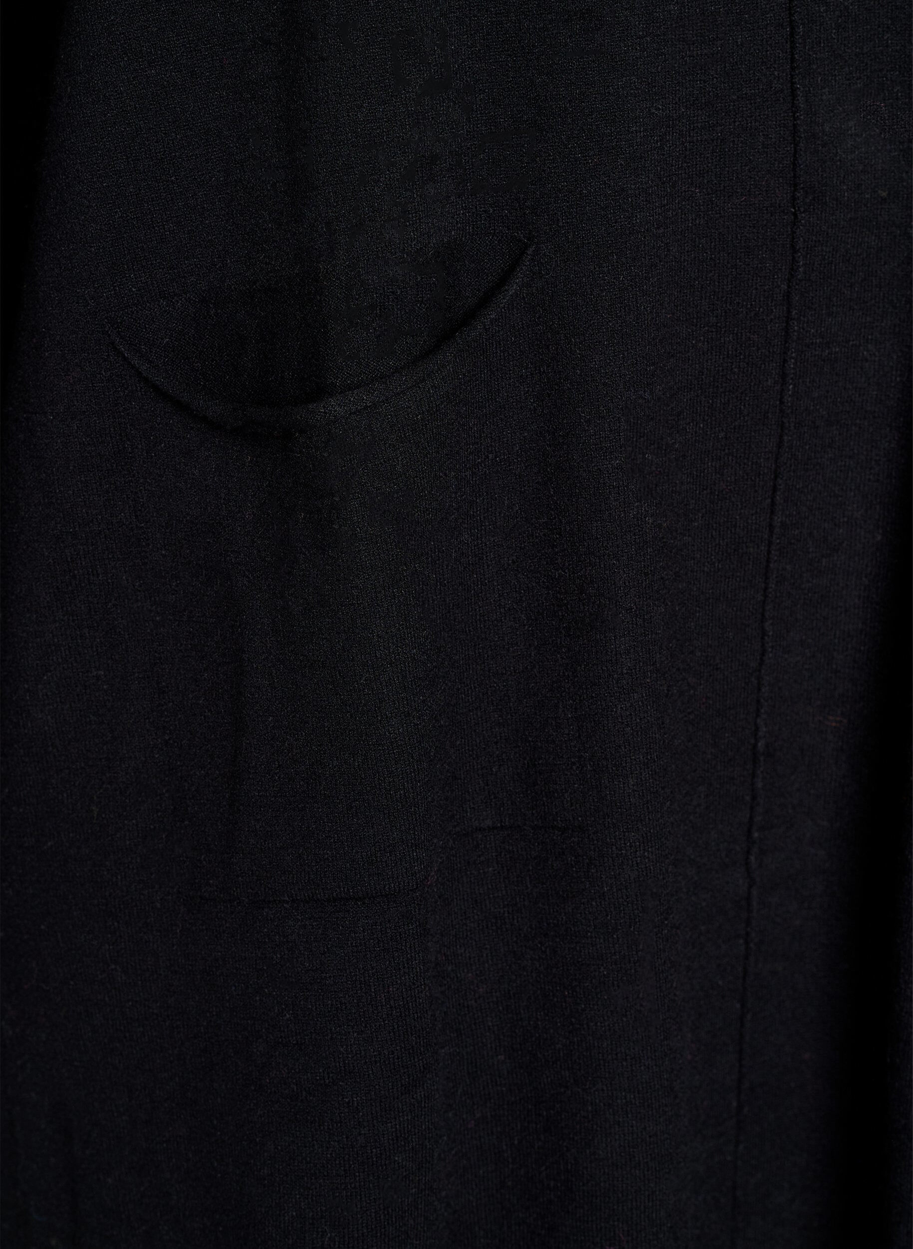 Zizzifashion Short knit dress with centre seam and pockets, Black, Packshot image number 3