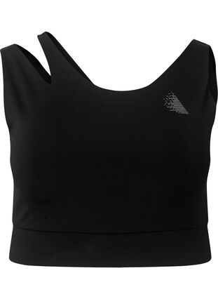 Sports bra with cut out part, Black, Packshot image number 0