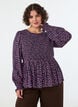 Blouse with smocked top and floral print, Blue, Model image number 2