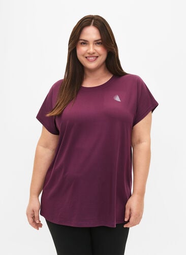 Short-sleeved workout t-shirt, Italian Plum, Model image number 0
