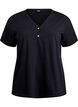 T-shirt with button detail, Black, Packshot image number 0