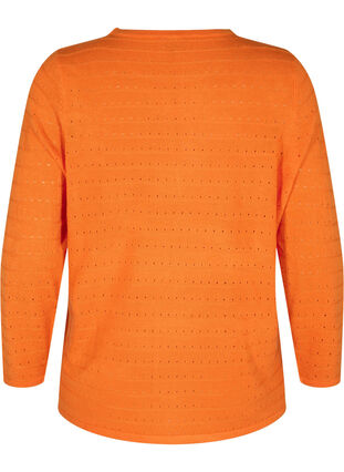 Textured knitted top with round neck, Vibrant Orange, Packshot image number 1