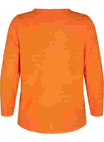 Textured knitted top with round neck, Vibrant Orange, Packshot image number 1