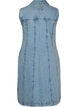 Sleeveless denim dress with button fastening and slits, Light Blue, Packshot image number 1
