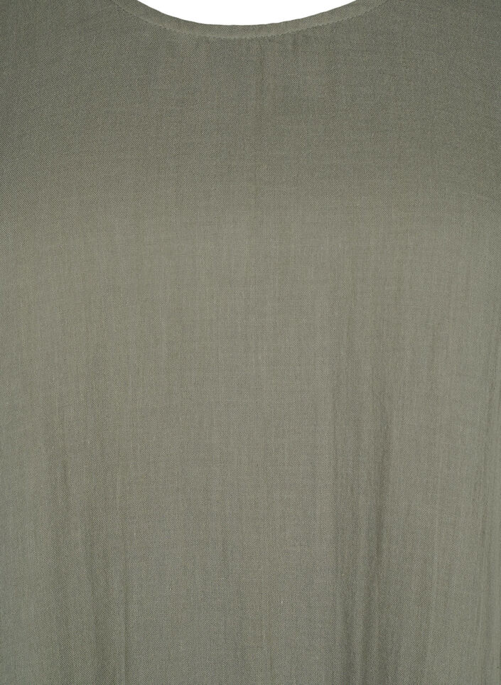 Cotton short-sleeved dress with a-line cut, Thyme, Packshot image number 2