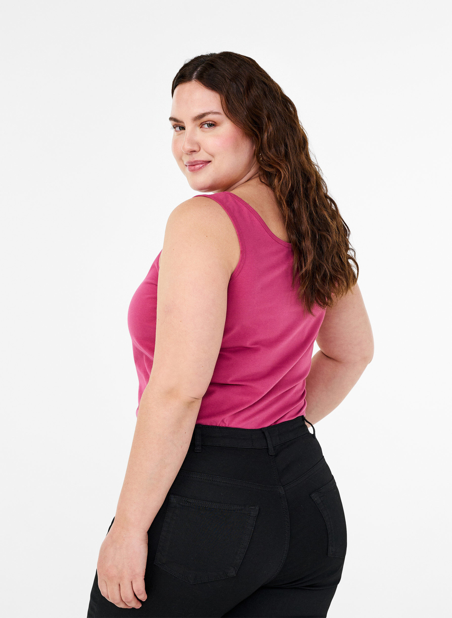 Zizzifashion Solid color basic top in cotton, Red, Model image number 2