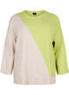 Knitted blouse with round neck and colorblock, Tender Shoots Comb, Packshot image number 0