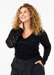 Lace bodystocking with long sleeves, Black, Model image number 0