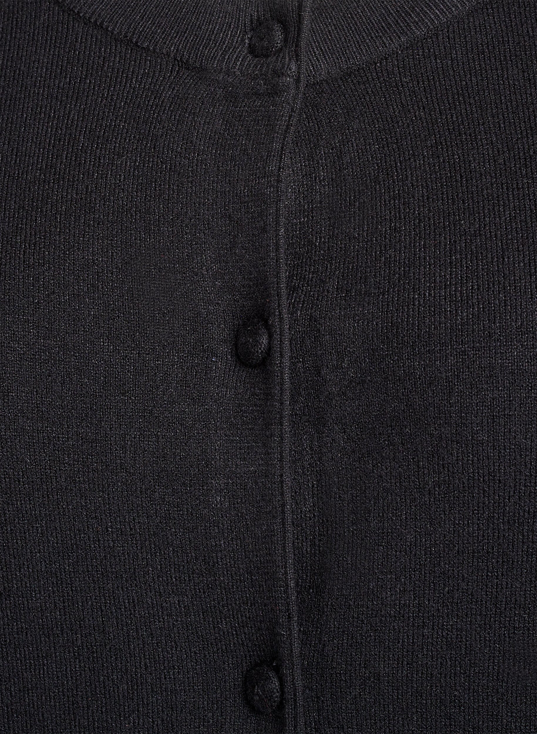 Zizzifashion Cardigan with round neck and fabric-covered buttons, Black, Packshot image number 2