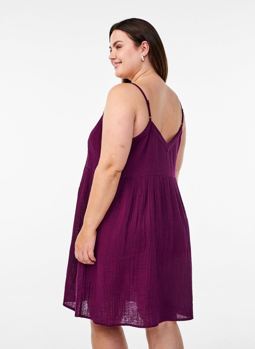 Cotton beach dress with narrow straps, Purple, Model image number 2