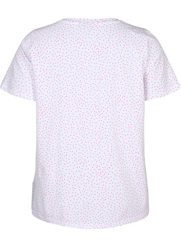 Cotton t-shirt with dots and v-neck, B.White/S. Pink Dot, Packshot image number 1