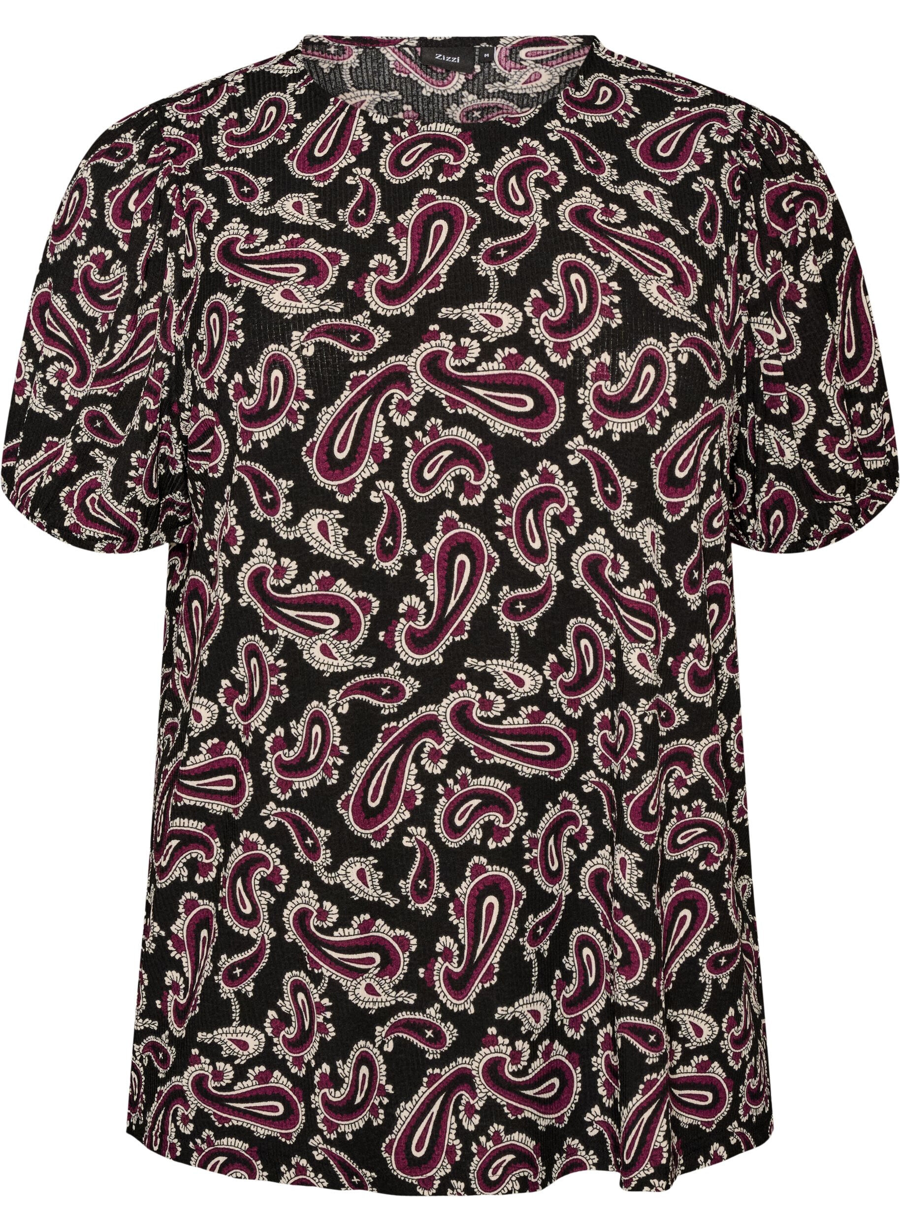 Blouse with long sleeves and paisley print