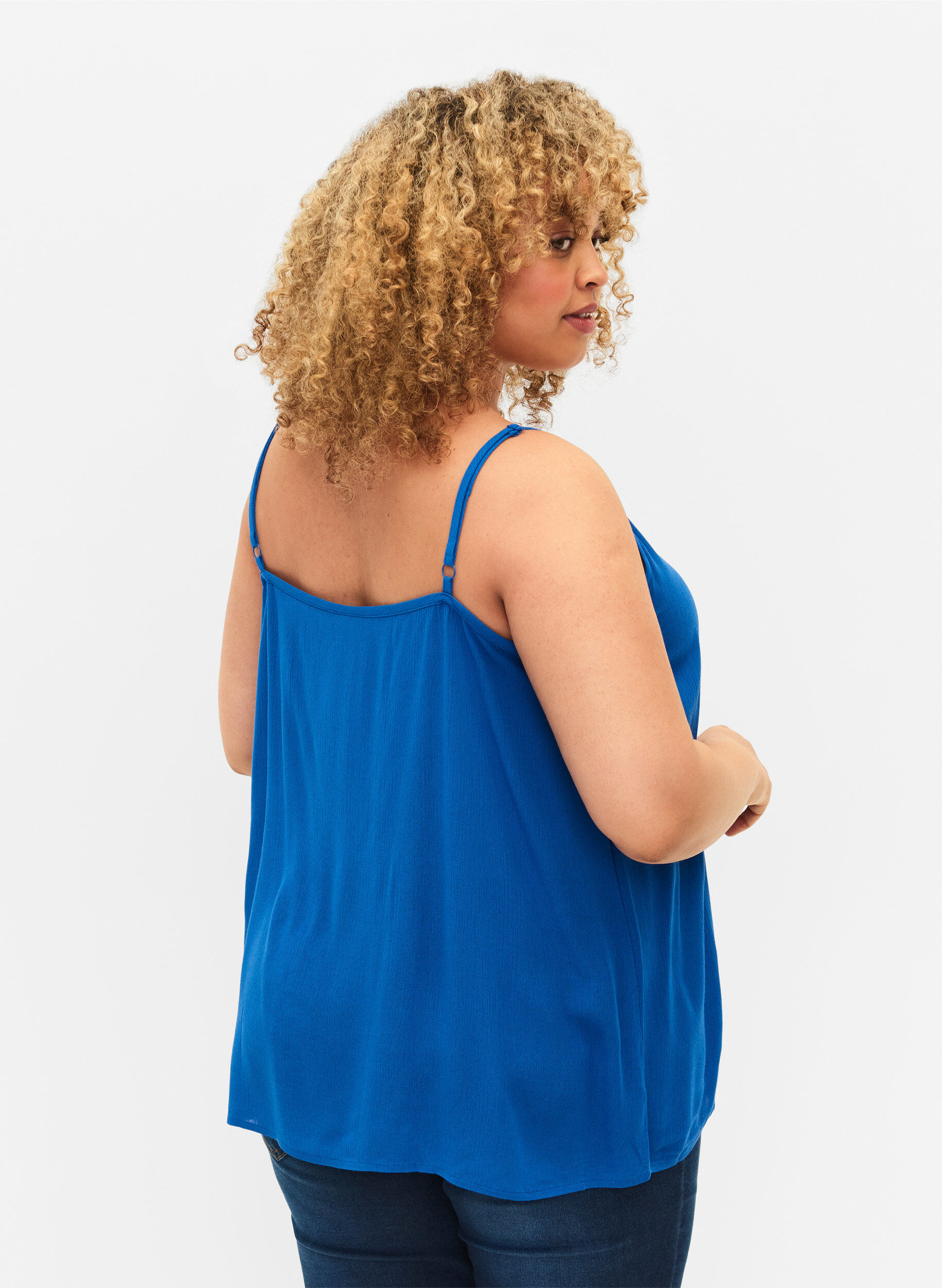 Zizzifashion Strap top in viscose, Blue, Model image number 2