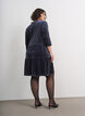 Short velour dress with a ruffle collar and long sleeves, Blue, Model image number 2