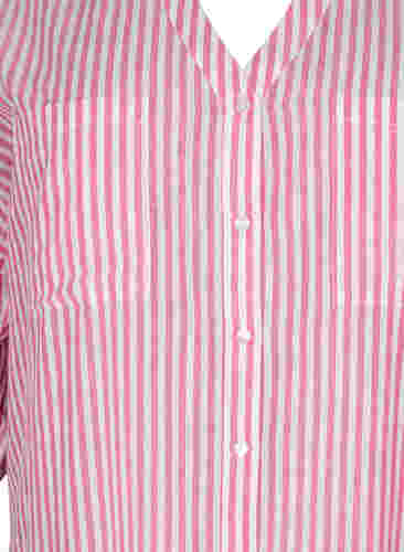 Striped tunic with v neck and buttons, Beetroot Stripe, Packshot image number 2