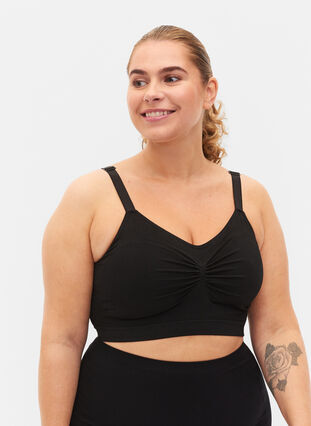 Seamless bra with lining, Black, Model image number 0