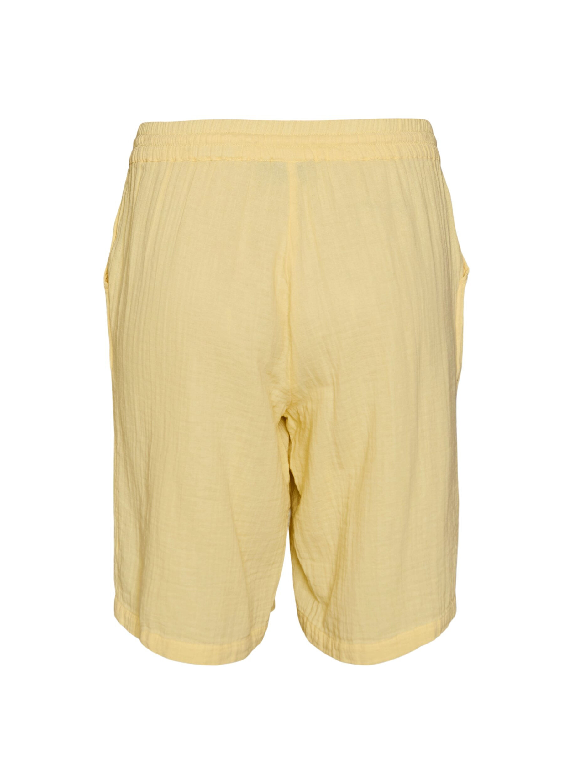 ZizzifashionLoose cotton muslin shorts with a high waist, Yellow, Packshot image number 1