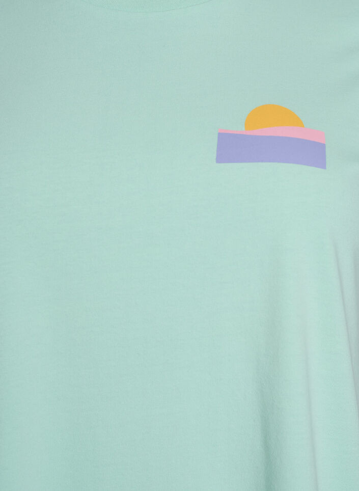 Organic cotton T-shirt with back print, Green, Packshot image number 2