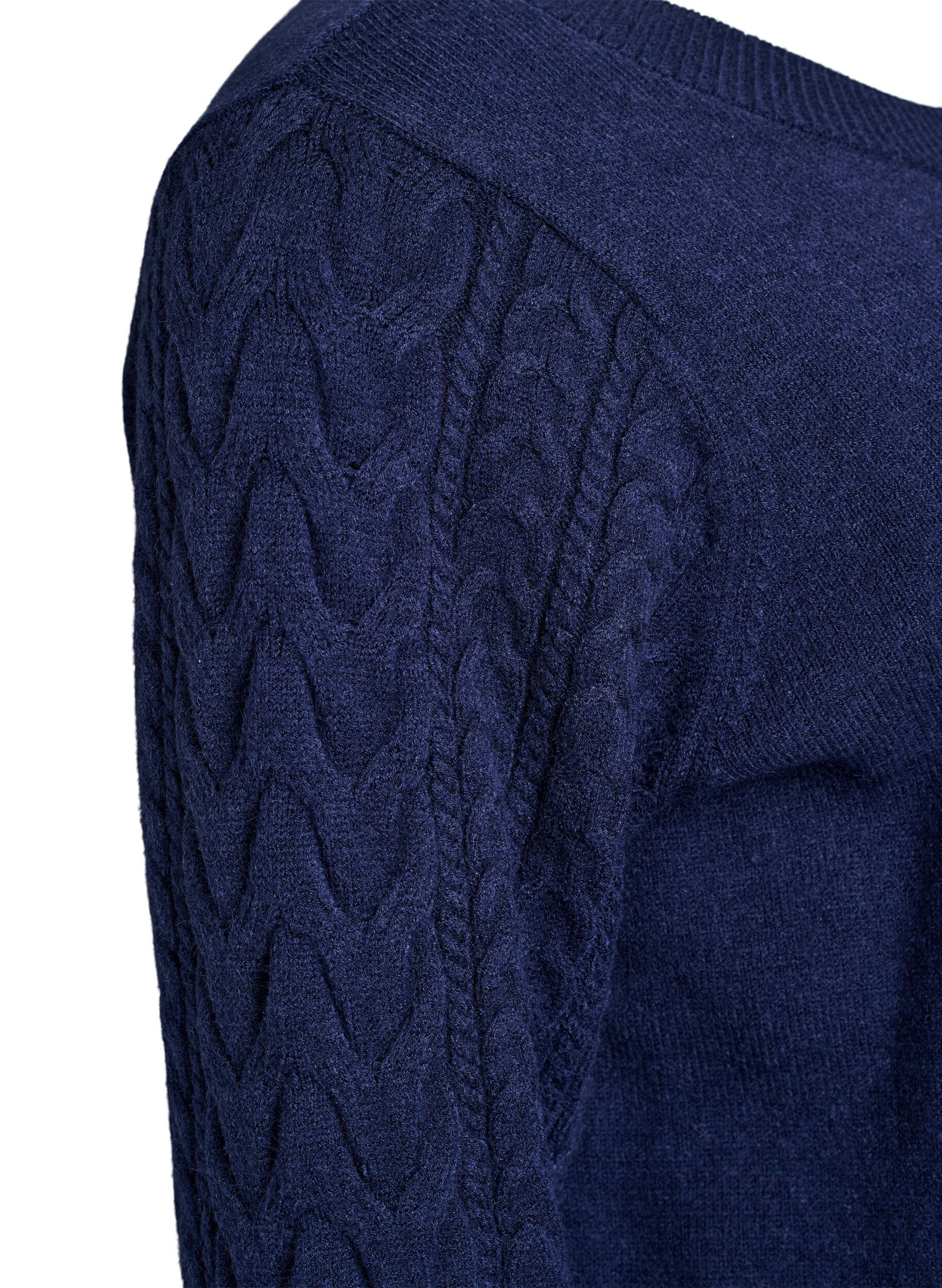 Zizzifashion Cardigan with cable-knit sleeves, Blue, Packshot image number 3