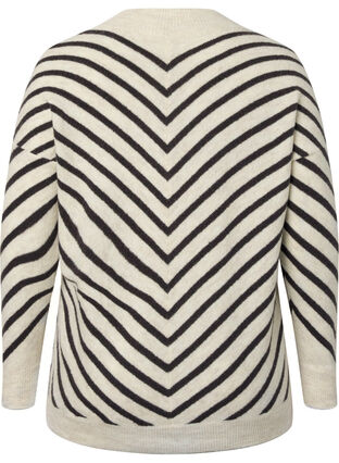 Knitted blouse with diagonal stripes, Birch Mel. w stripes, Packshot image number 1
