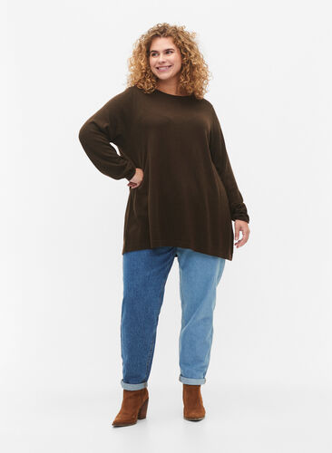 Knitted blouse in cotton-viscose blend, Demitasse, Model image number 2