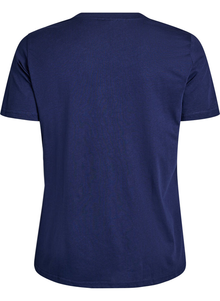 Basic cotton T-shirt with round neck, Blue, Packshot image number 1