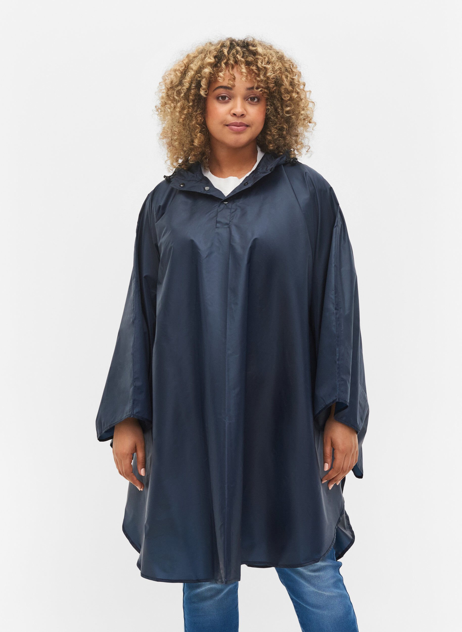 Hooded rain poncho - Blue - Sz. 42-60 