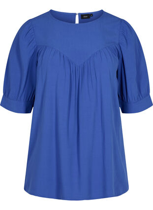 A-line blouse in viscose, Dazzling Blue, Packshot image number 0