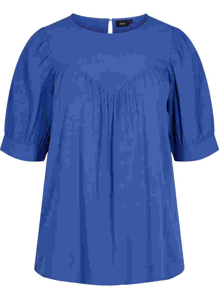 A-line blouse in viscose, Dazzling Blue, Packshot image number 0