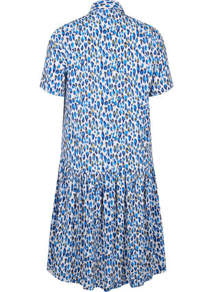 short-sleeved viscose midi dress, Blue Leo AOP, Packshot image number 1