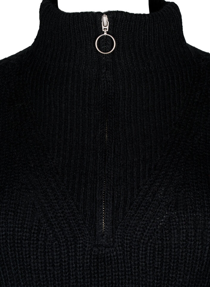 FLASH - Knitted dress with high neck, Black, Packshot image number 2