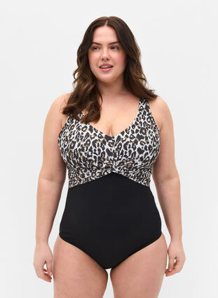Swimsuit with underwire and leopard print, Leopard AOP, Model image number 0