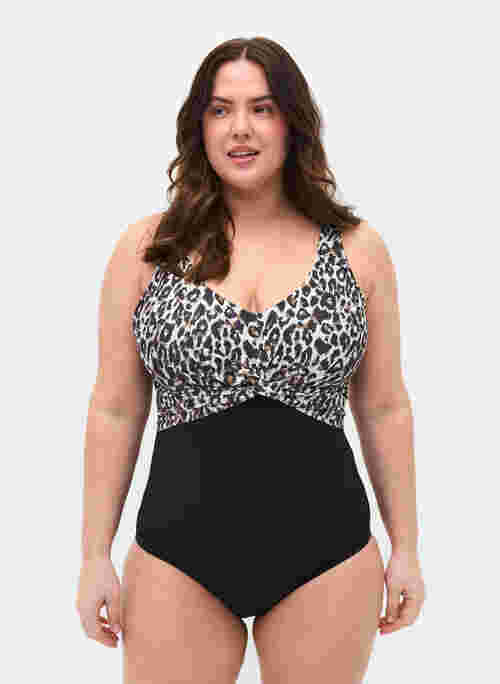 Swimsuit with underwire and leopard print