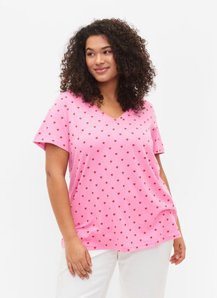 Printed cotton t-shirt, Rosebloom AOP, Model image number 0