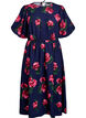 Midi dress with rose print and short balloon sleeves, Blue, Packshot image number 0
