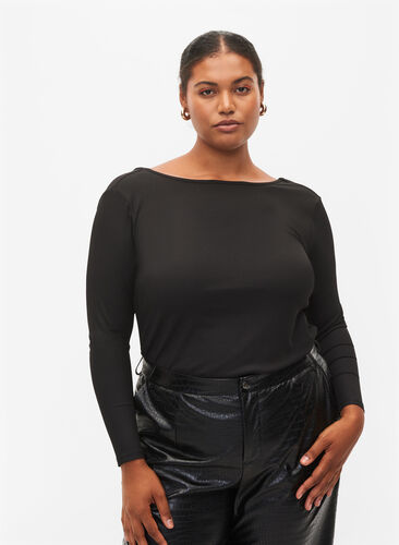 Blouse with chain, Black, Model image number 0