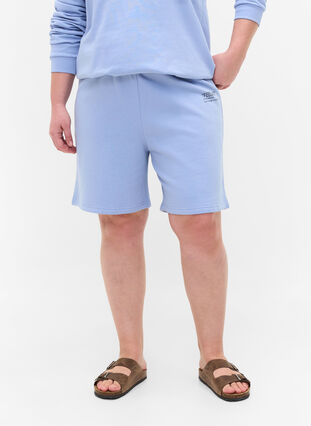 Sweat shorts with text print, Blue Heron, Model image number 2