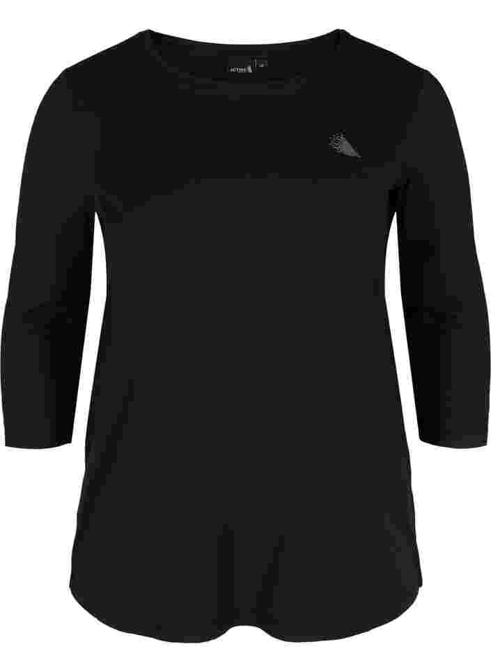 Workout top with 3/4 sleeves, Black, Packshot image number 0