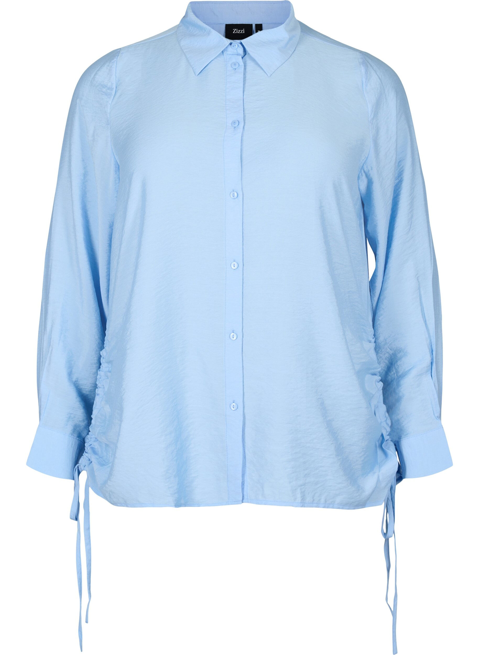 Zizzifashion Viscose shirt with ruffle detail, Serenity, Packshot image number 0