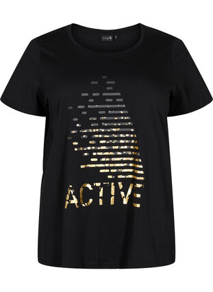 Training T-shirt with print, Black gold foil logo, Packshot image number 0