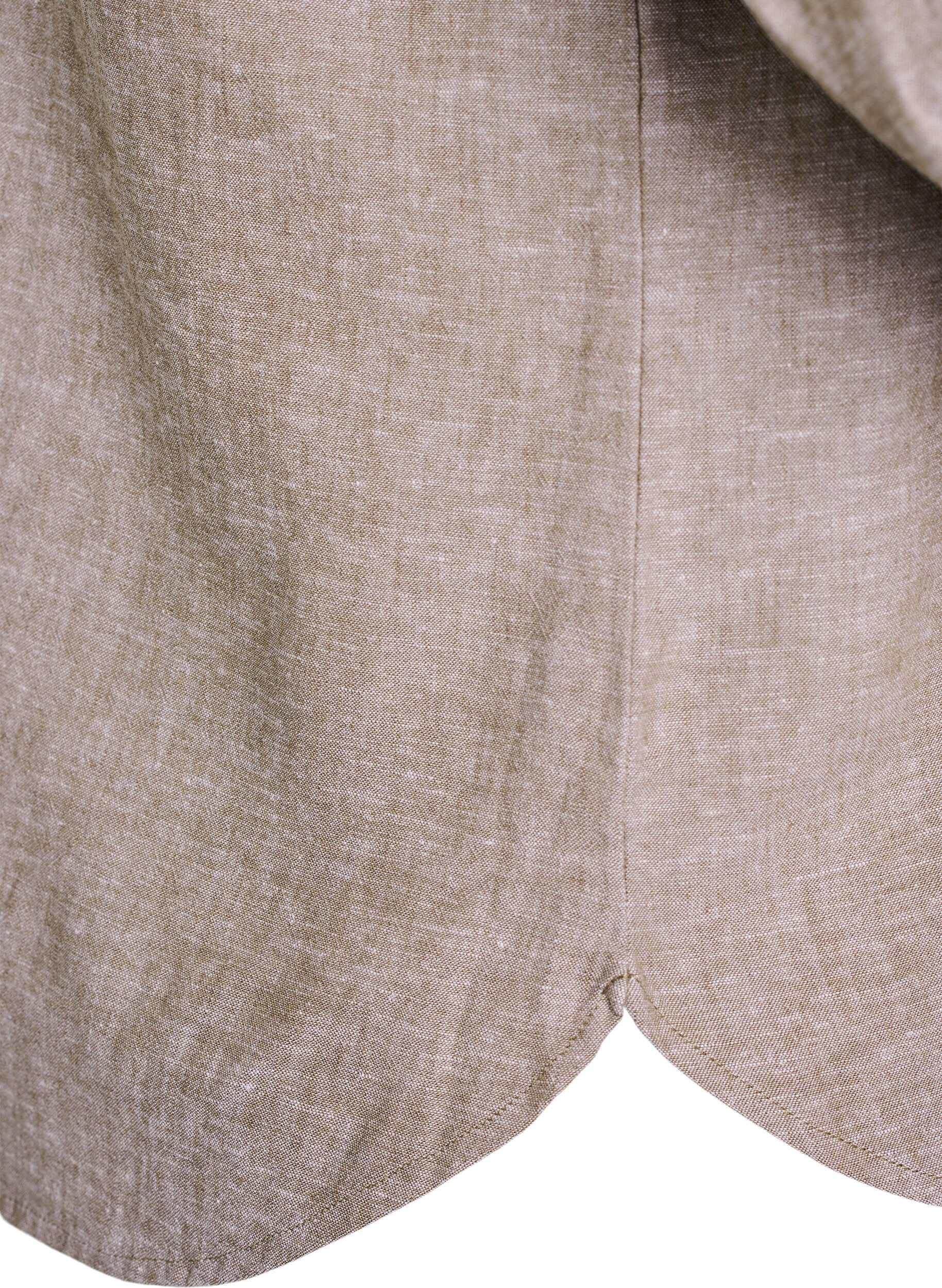 ZizzifashionShirt in linen and viscose with 3/4 sleeves, Brown, Packshot image number 3