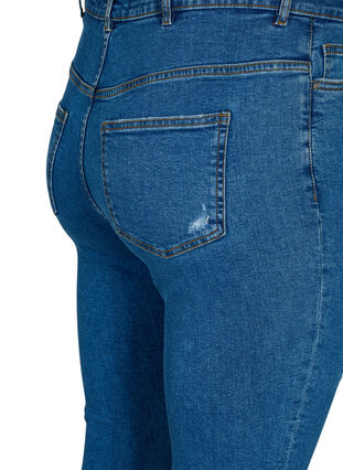 Tight-fitting jeans with rip details, Blue denim, Packshot image number 3