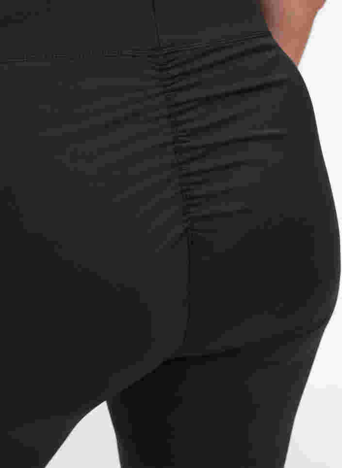 Cropped tights with wrinkle details, Black, Model image number 2